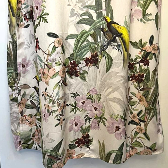 H & M BEAUTIFUL FLORAL & BIRD PRINT TIE BACK SHEATH DRESS SIZE MEDIUM - Picture 3 of 11